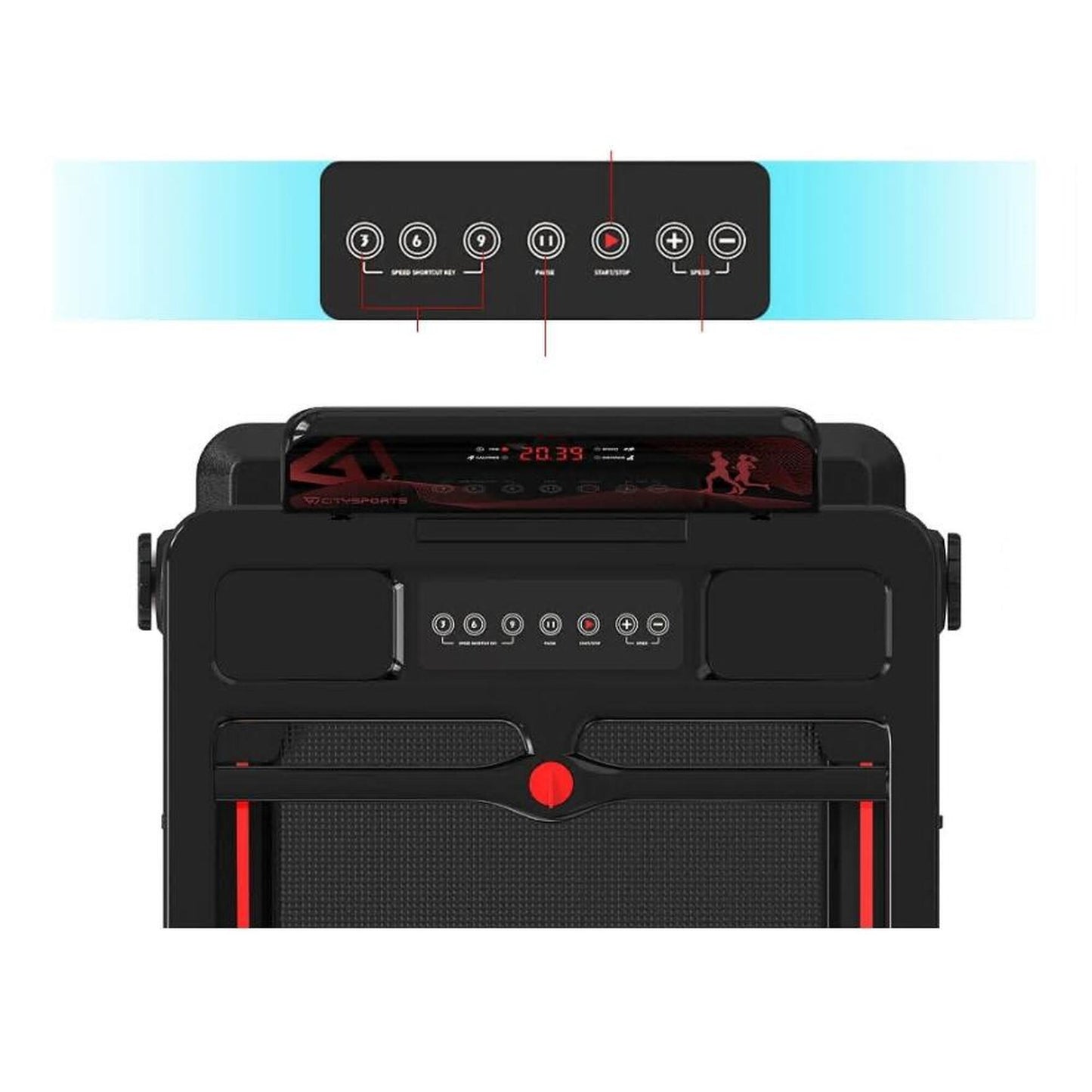 Cinta de correr plegable 1400 W, CITYSPORTS WP9, APP, Bluetooth, velocidad 1-12 km/h